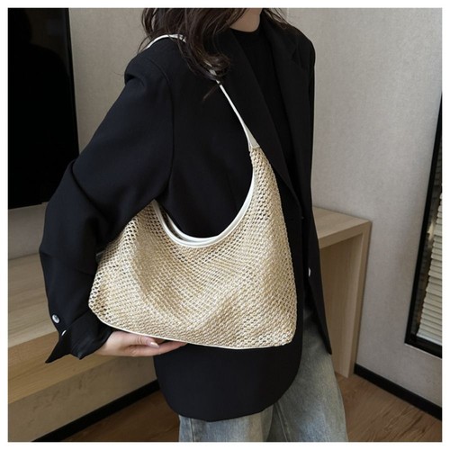 Straw Woven Bag Bucket Bag Underarm Bag Fashion Shoulder Bag Ladies - Picture 7 of 16