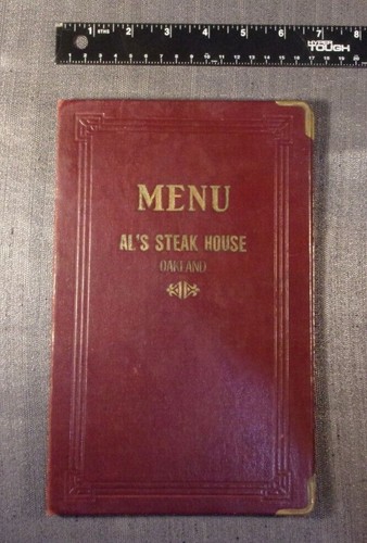 MENÚ RESTAURANTE VINTAGE AL'S STEAK HOUSE OAKLAND EC 224 - Imagen 11 de 12