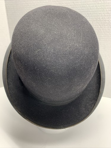 Vintage 1920-50s STETSON Black Felt Bowler Derby Hat MENS Comfort Size 7 1/4 - Picture 4 of 21