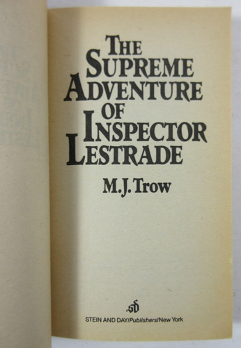 "The Supreme Adventure of Inspector Lestrade" M.J. Trow 1987 Paperback - Picture 2 of 5