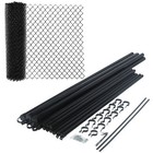 ALEKO DIY Chain Link Steel Fence 5X50 ft 9.5 AWG PVC Coated Complete  Kit Black