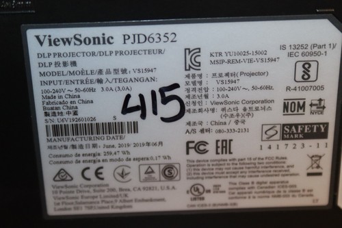 ViewSonic PJD6352 DLP Projector 3500 ANSI Lumens,Full HD 3D HDMI w/ Power Cord - Picture 14 of 17