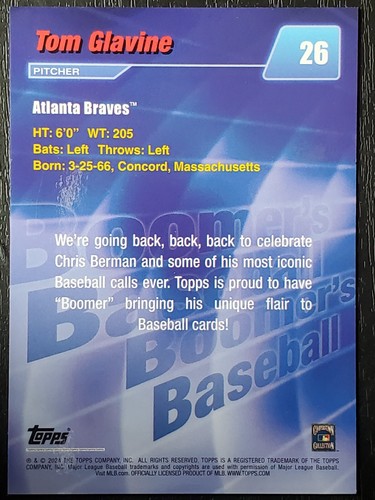 #26 Tom Glavine 2024 Topps X Chris Berman Boomers Béisbol - Imagen 2 de 2