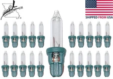 20x 2.5v 0.25w Energy Saving Clear D GB Mini Christmas Tree Light Bulbs Green Ba