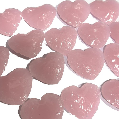 21 Pcs Lot Rose Quartz Gemstone Crystal Carved Crescent Heart For Jewelry making - Picture 4 of 5