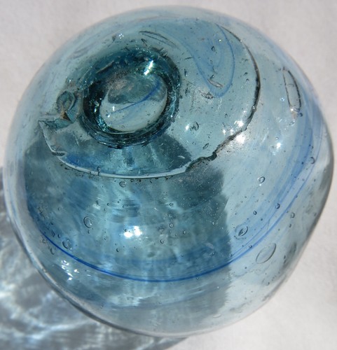 GALLEGGIANTE giapponese in vetro soffiato 3,5" blu con rientranza vortici di cobalto antico! USA BZ - Foto 14 di 16