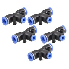 5 Pcs 3 Ways 10mm to 6mm Coupler T Style Tubing Quick Push in Fittings