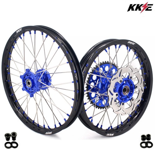 KKE 21/18'' Spoked Wheels Rims Set Fit Suzuki DRZ400SM 2005-2024 CNC Blue Hubs - Picture 1 of 10