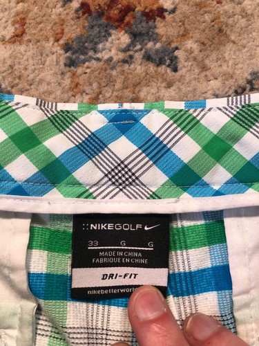 Nike Golf Short Mens 33 Dry Fit Green Plaid - Picture 6 of 8