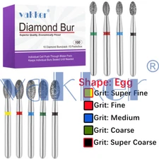 Vakker® 10pc/pk Diamond Burs Egg Diamond Bur Super Fine Medium Coarse
