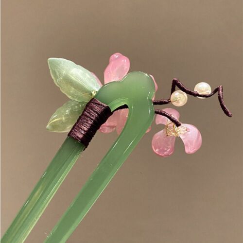 Flower U Shape Hairpin Hair Sticks for Buns Chinese Style Hair Stick Women - Picture 4 of 17