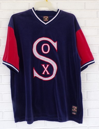 Vintage Chicago WhiteSox Hemd Herren 2XL blau rot Velour GIII Carl Banks Cooperstown - Bild 2 von 10