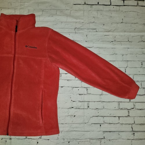 Columbia Jacket Youth Large 14/16 Full Zip Mock Neck Sweater Pocket Fleece Red - Picture 8 of 24