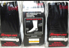 SNAP ON TOOLS USA NEW 6 Pairs Crew Socks Men's BLACK LARGE FREE SHIP MADE IN USA 2