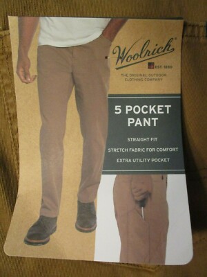 WOOLRICH 5 POCKET JEAN PANTS STRAIGHT FIT COMFORT STRETCH FABRIC KHAKI 40X30 NEW | eBay