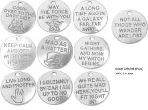 50PCS-150Pcs-Antiqued-Silver-Metal-Words-Charms-Pendants-10-Different-Words