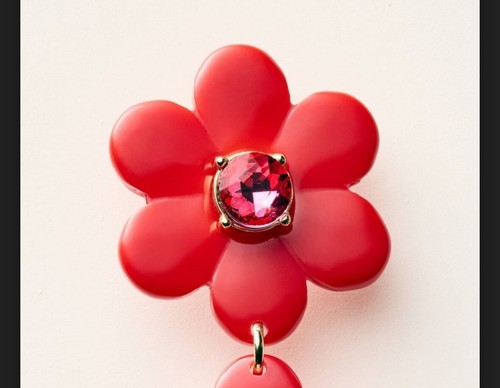 Kate Spade New York x Target - Red Floral Linear Earrings Limited Edition - Picture 4 of 6