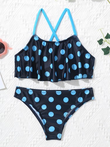Girls Tankini Swimsuits Bathing Suit Flounce Bikini Set Tops+Bottoms Swimwear - Picture 8 of 29