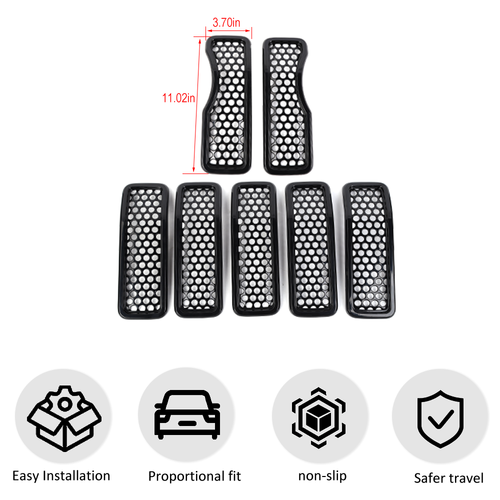 7pcs Front Grille Grill Net Mesh Cover For Jeep Wrangler JL JT 2024+ Accessories - Picture 3 of 18