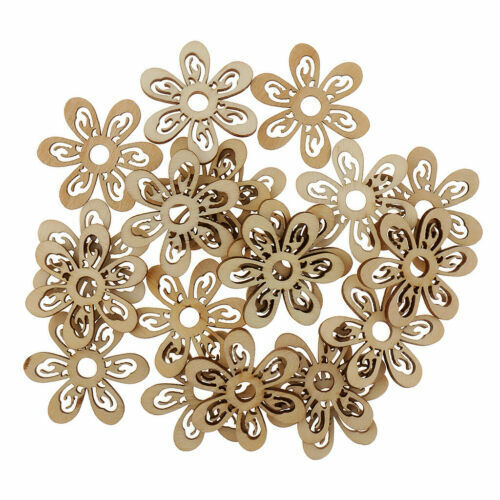 250Pcs Unfinished Wooden Flowers - Mixed Size Flower Cutouts For DIY Crafts