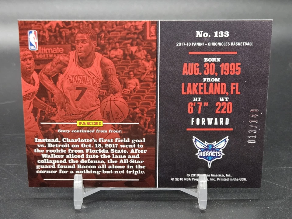 2018 Chronicles Rookie Purple /149 - Dwayne Bacon - 133 - Hornets - Image 2 of 2