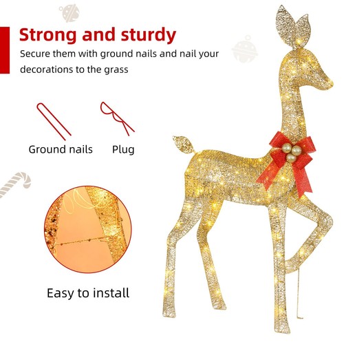 Lighted Christmas Decoration Deer 3 Piece, HOYECHI Light up Christmas Decor - Picture 5 of 9