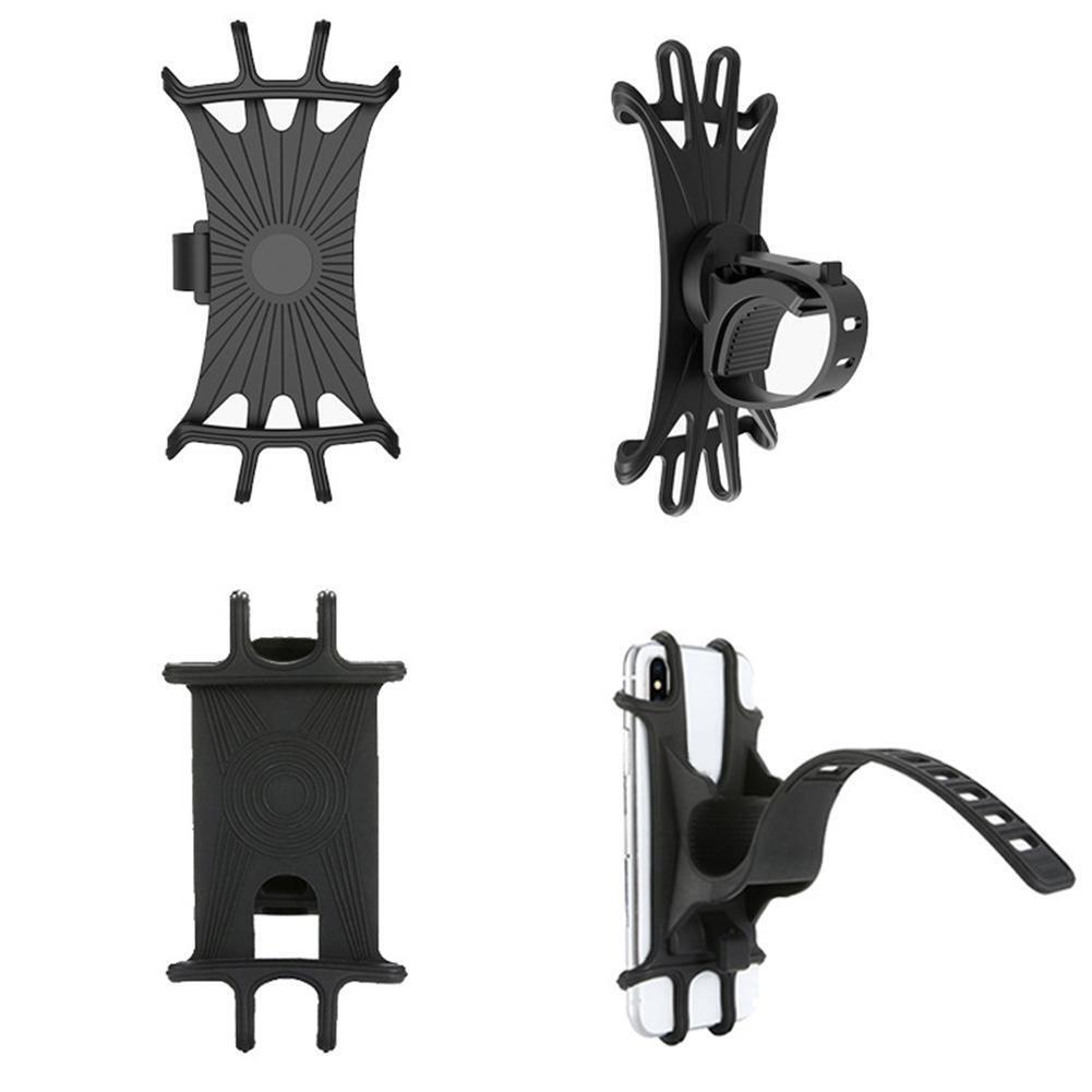2Pcs Bicycle Phone Holder Silicone Motorcycle Bike GPS Support Bracket (Black) - Picture 5 of 8