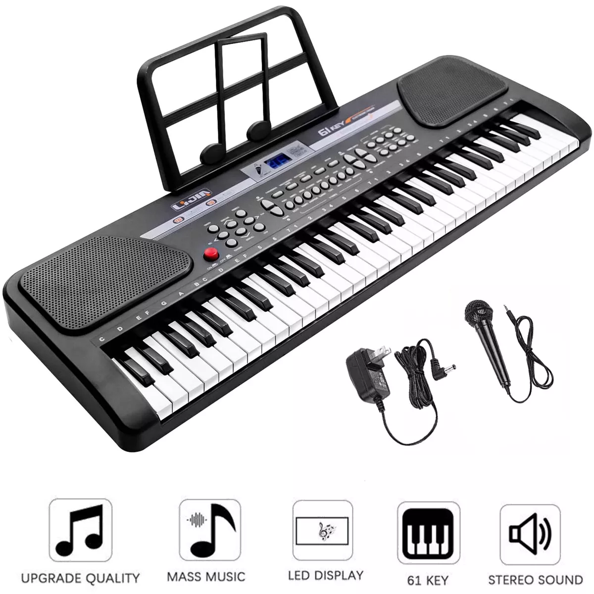 Black 61 Key Music Electronic Keyboard Electric Digital Piano Organ Xmas  Gifts