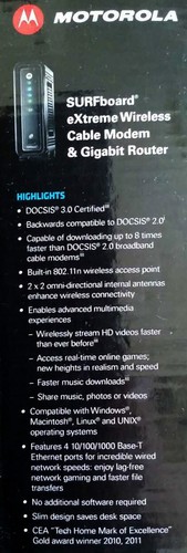 Motorola SURFboard SBG6580 eXtreme 343 Mbps 4 Port Wireless Gateway Cable Modem - 第 4/8 張圖片