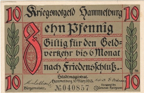 Dinero de emergencia Hammelburg (Alemania) 10 Pfennig GRA H10 3b