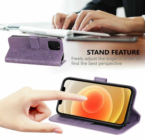 Luxury Flip Embossed Flower Wallet Cover Case For 11 12 13 14 15 Pro Max XR 7 8 - Picture 22 of 66