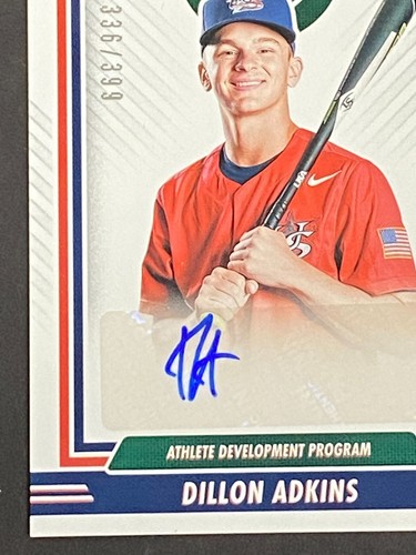 Dillon Adkins 2022 Panini USA Baseball Stars & Stripes Auto RC #ed 336/399 - Picture 5 of 10