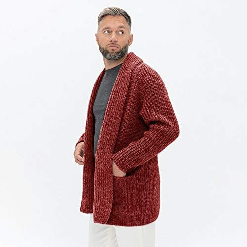 Aoysky Mens Shawl Collar Cardigan Sweater Casual Long Sleeve Cotton Open Front K