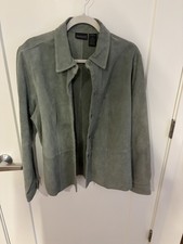 Magellan’s 100% Leather Shacket Women’s Large Sage Travel Friendly Relaxed Fit