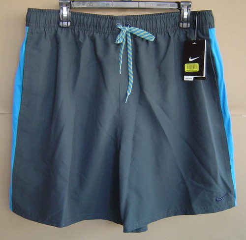 NWT $46 NIKE SWIM Mens XL CORE VELOCITY 7" VOLLEY SHORT Grey QUICK DRY NESS6351 - Picture 2 of 3