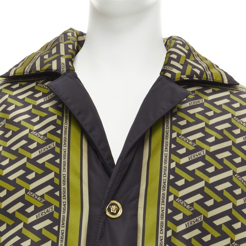 VERSACE 2021 Runway La Greca Graffiti Medusa Smiley green padded coat IT48 M - Picture 2 of 10