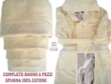 SET SPUGNE BLUMARINE 6 PEZZI CON ACCAPPATOIO TG. L/XL COMPLETO BAGNO
