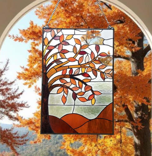Pannello finestra sospeso in vetro colorato colori spezie albero della vita prendisole 16x24in - Foto 6 di 9