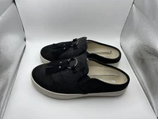 Spenco 7 Black Suede Tassel Slip-on Slide Comfort Clogs