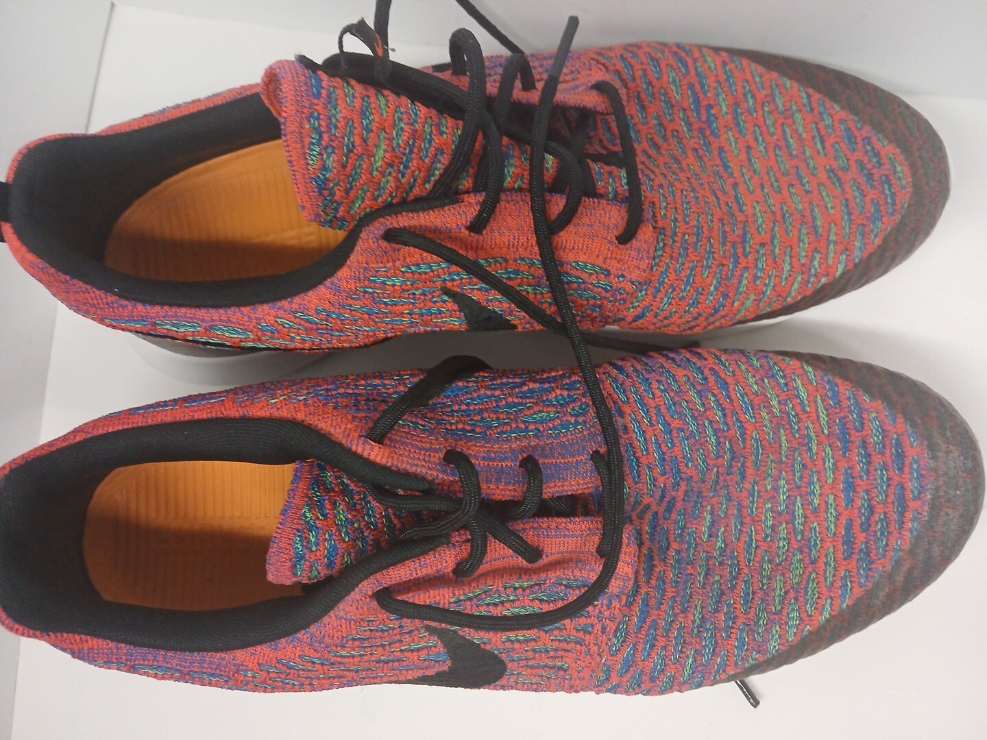 CLEAN!! Nike Roshe Run NM Flyknit ☆ Pink Shoe 816531-600 ☆ Men's Sz 12 Sneakers