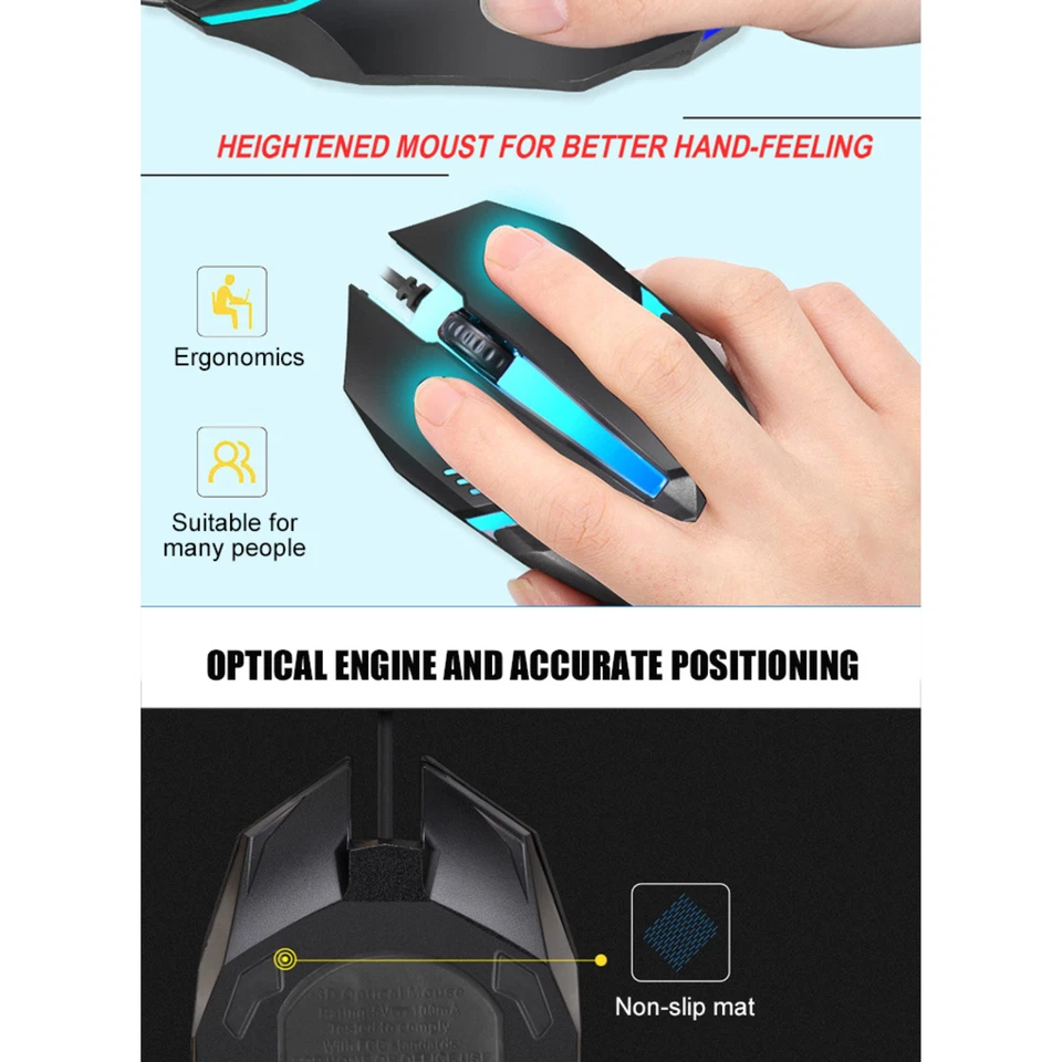 Gaming Mouse RGB LED Backlight Ergonomics USB Wired Gamer Mouse For PC Laptop - Image 3 of 4