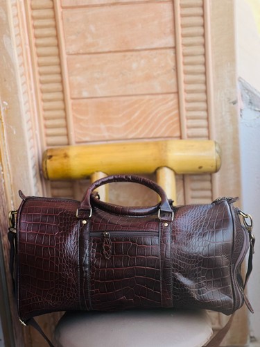 24Leather Genuine Travel Buffalos Duffel Gym Vintage Overnight Brown Luggage New - Picture 3 of 6