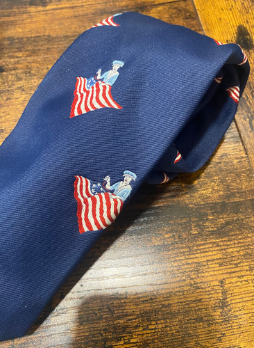Vintage Hess's Navy Men's USA Betsy Ross Flag Neck Tie - Rare - 4th of July - Picture 3 of 6