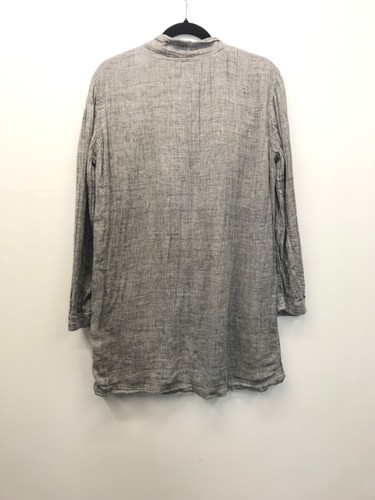 Poetry Blazer Women 4 100% Linen Gray Blue Linen Jacket Unstructured One Button - Picture 9 of 9