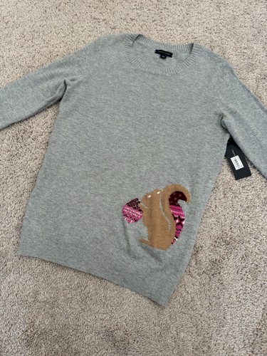 Neu mit Etikett Tommy Hilfiger grauer Pullover Langarm mit Eichhörnchen Damen Größe S - Bild 2 von 9