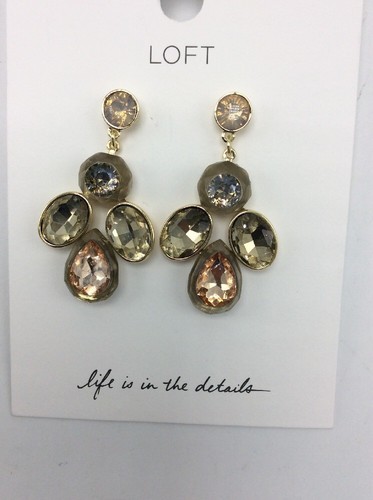 $34.50 Loft gold tone stone statement earrings A22 - Picture 3 of 4