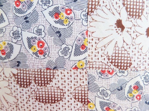 Decorator Pillow 15" Vintage Flour Sack Quilt Square 1930 1940 Brown Red Yellow - Picture 2 of 6