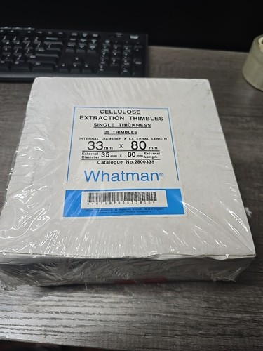 Cellulose Extraction Thimbles Qty.25 33mm x 80mm #2800338 Whatman