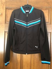 PUMA Retro Style Brown Teal Full Zip Up Front Pocket Track Jacket Juniors Size M