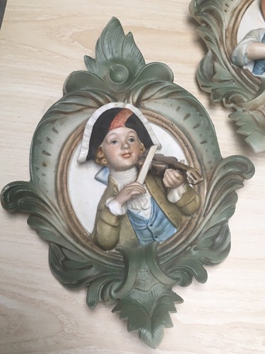 Par de placas de pared vintage para personas tocando instrumentos musicales - Imagen 2 de 6